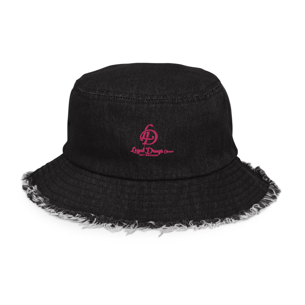 Distressed denim Legal Drugs bucket hat